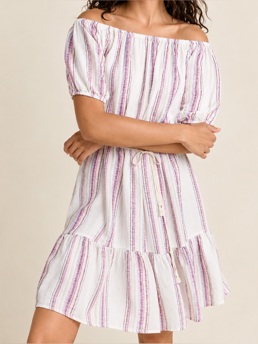 Velvet By Graham & Spencer Beige Linen Blend Dress, Xs